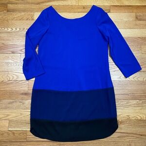 Express Colorblock Shift Dress Womens Small Petite Blue Navy Mod Contemporary